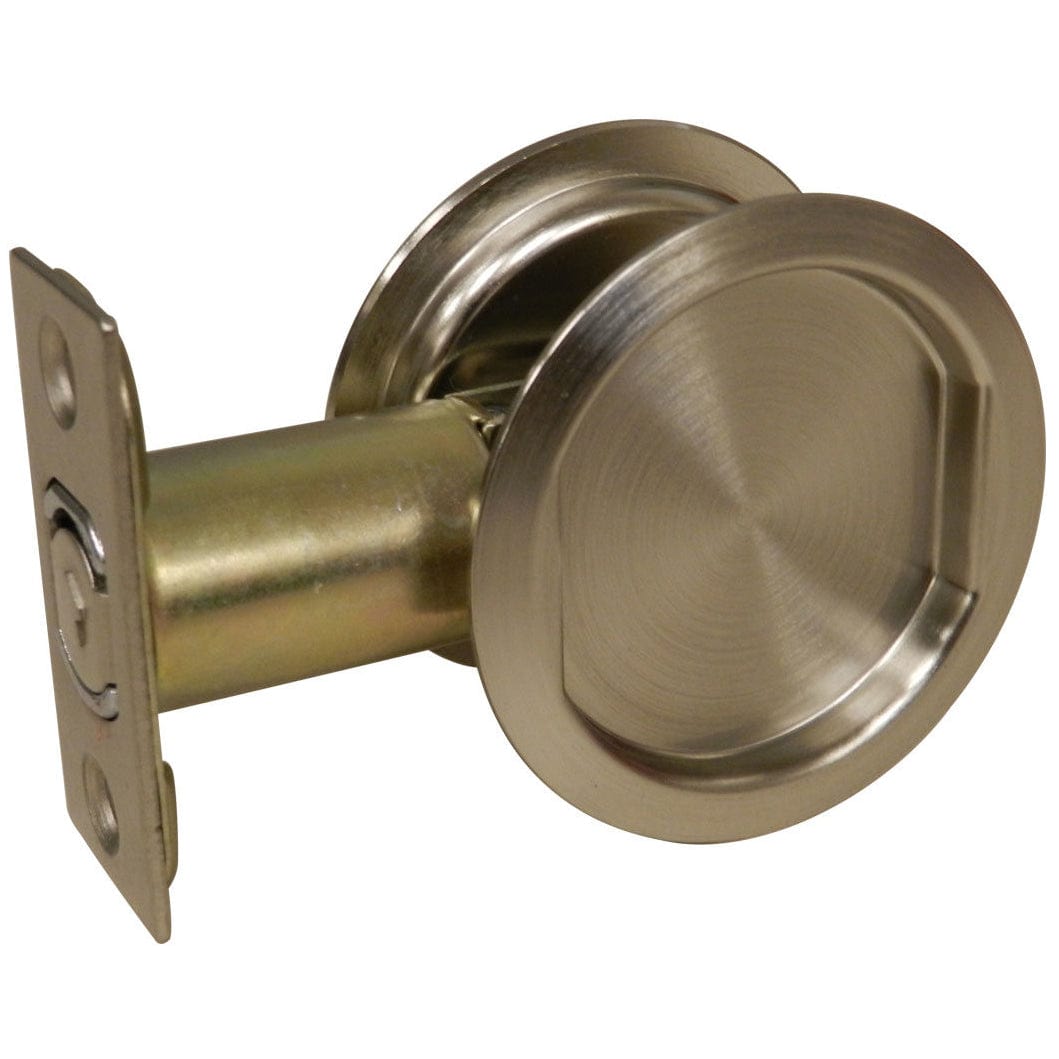 2-7/16" (62 mm) Pocket Door Pull Round Brushed Nickel Passage alt 0