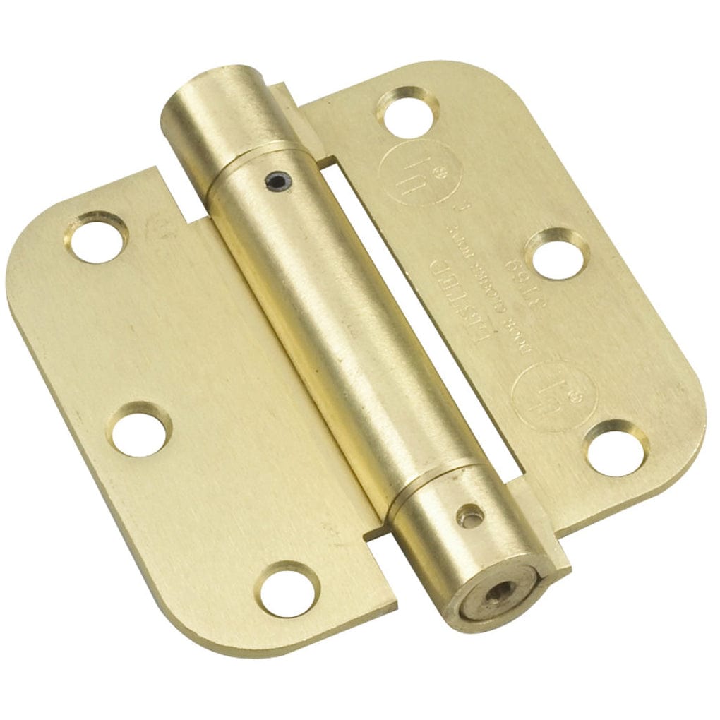 3-1/2" Full Mortise Adjustable Spring Hinge Brass 5/8'' Radi alt 0