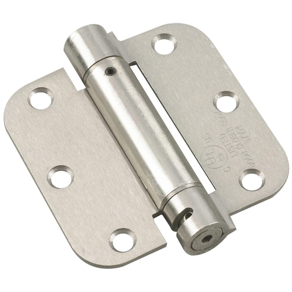 3-1/2" Full Mortise Adjustable Spring Hinge Brushed Nickel 5 alt 0