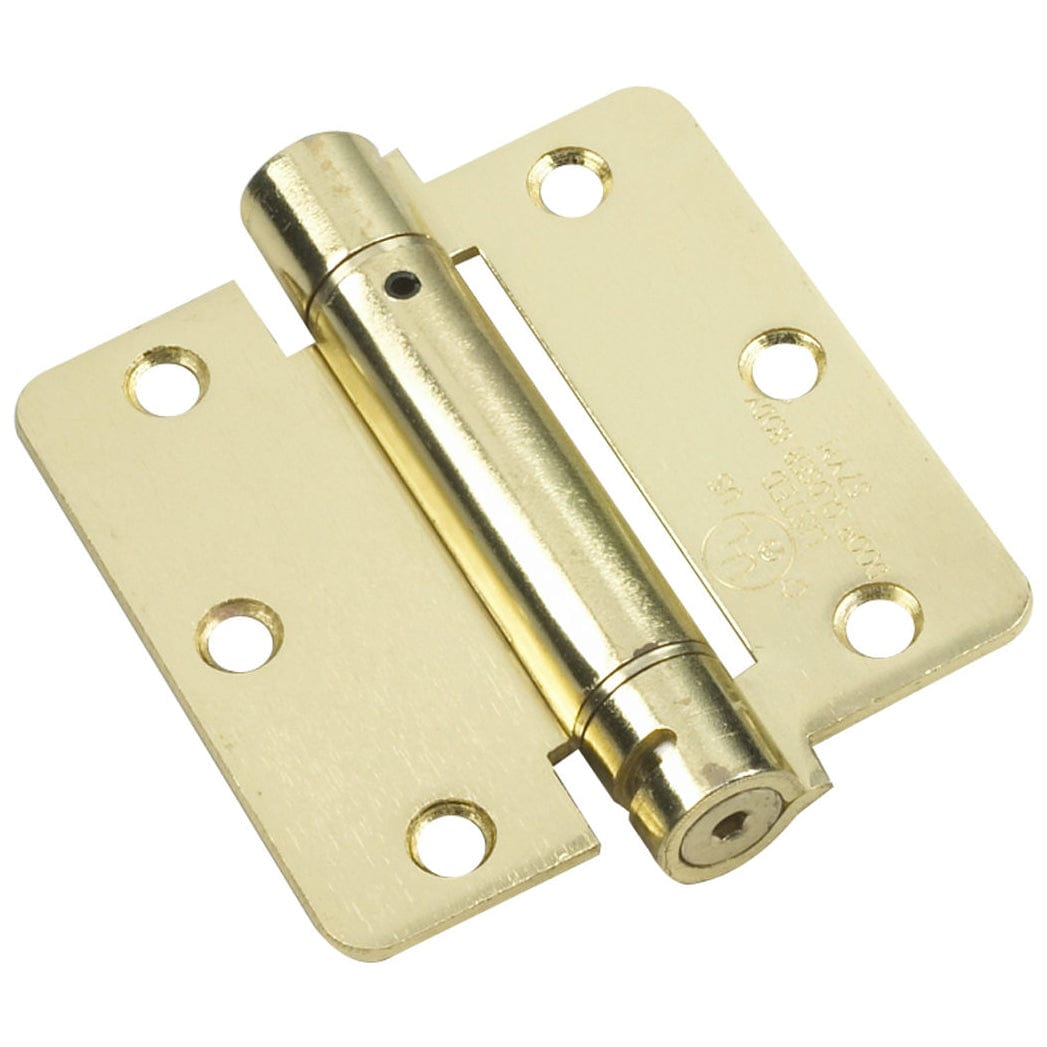 3-1/2" Full Mortise Adjustable Spring Hinge Brass 1/4" Radiu alt 0