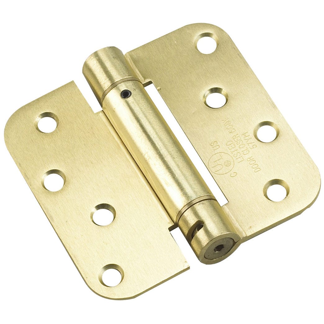4" Full Mortise Adjustable Spring Hinge Brass 5/8'' Radius alt 0