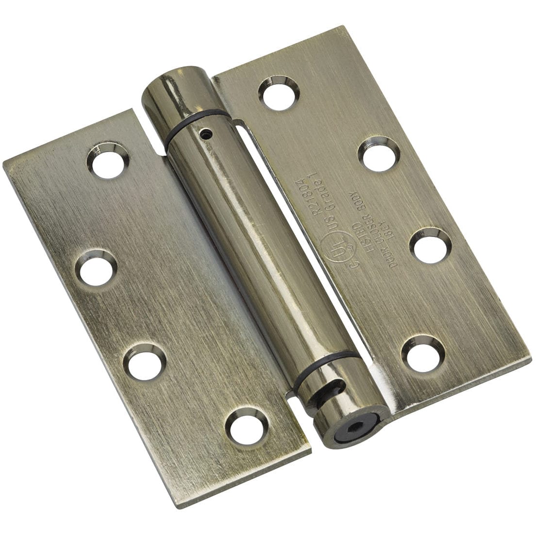 4-1/2" Full Mortise Adjustable Spring Hinge Antique Brass Sq alt 0
