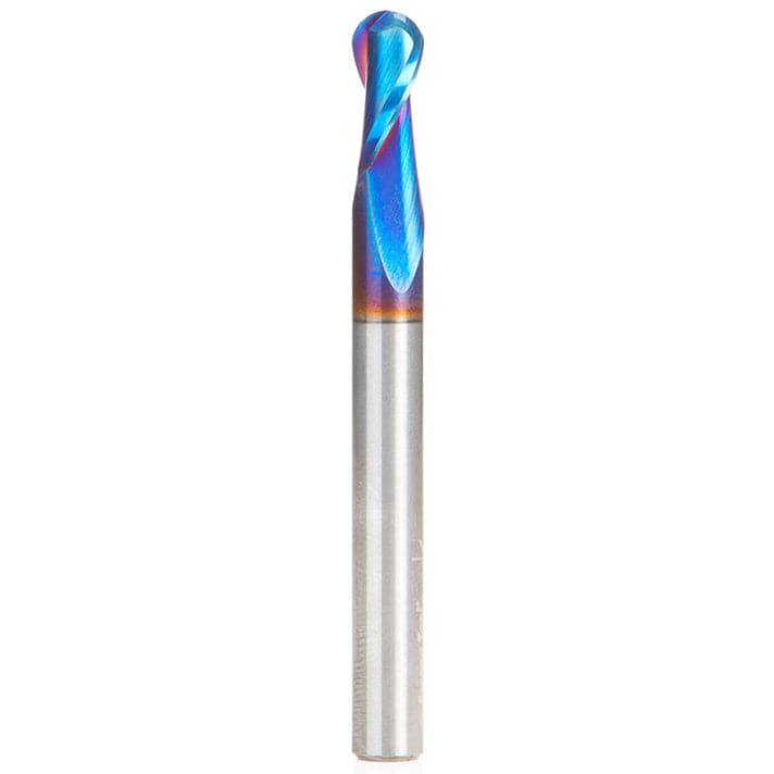 46426-K Spiral Up-Cut Ball Nose Double flute Mirror Finish Router Bit 1/8"R 1/2"CH 1/4"D 1/4"SH 2-1/2"OL alt 0