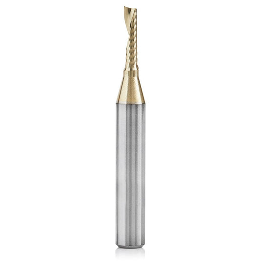 51454-Z Spiral O Single Flute ZrN Coated Aluminum Cutting Up-Cut Mirror Finish Router Bit 1/8"D 1/2"CH 1/4"SH 2"OL alt 0