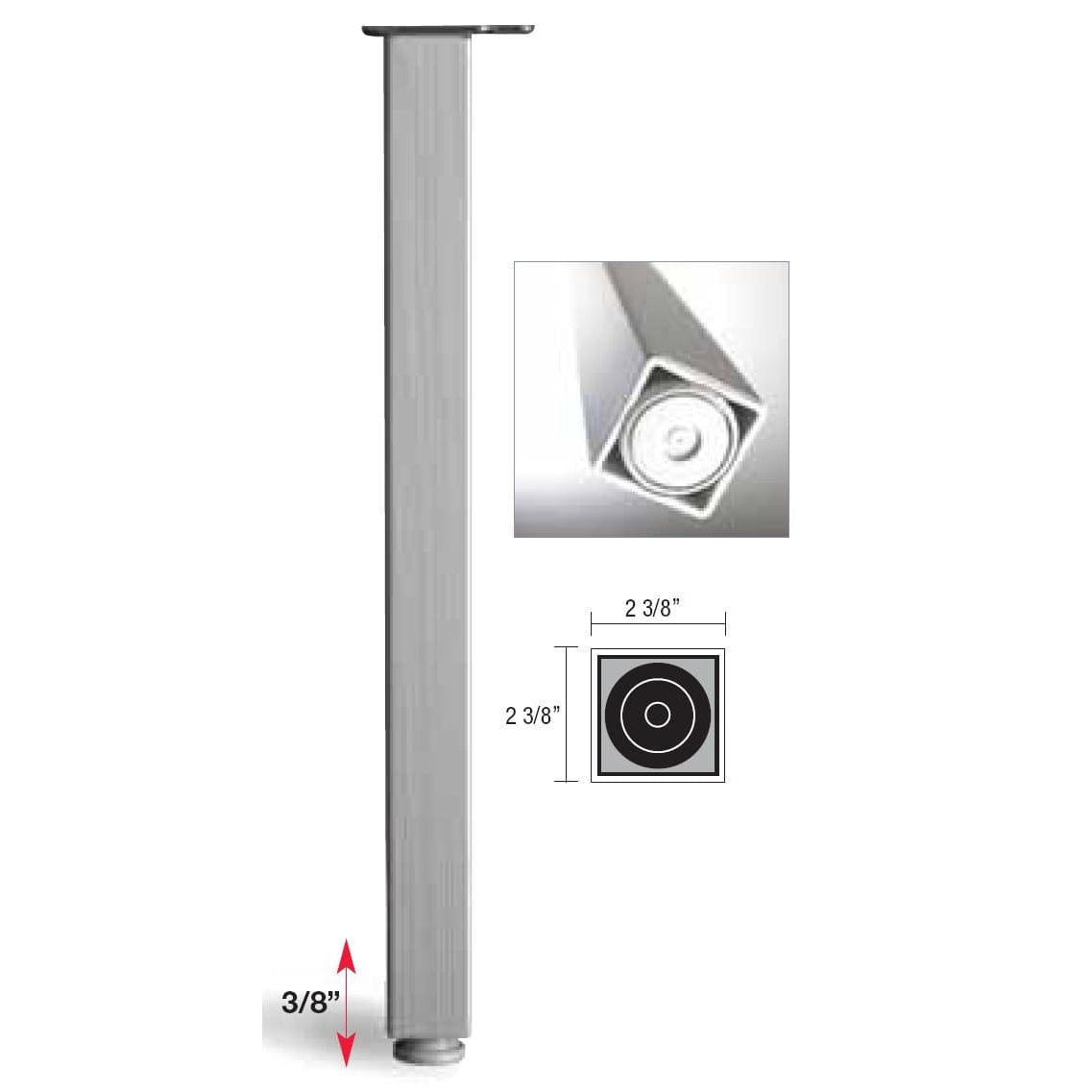 28" (711 mm) Adjustable Design Table Leg Aluminum Pack of 4 alt 0