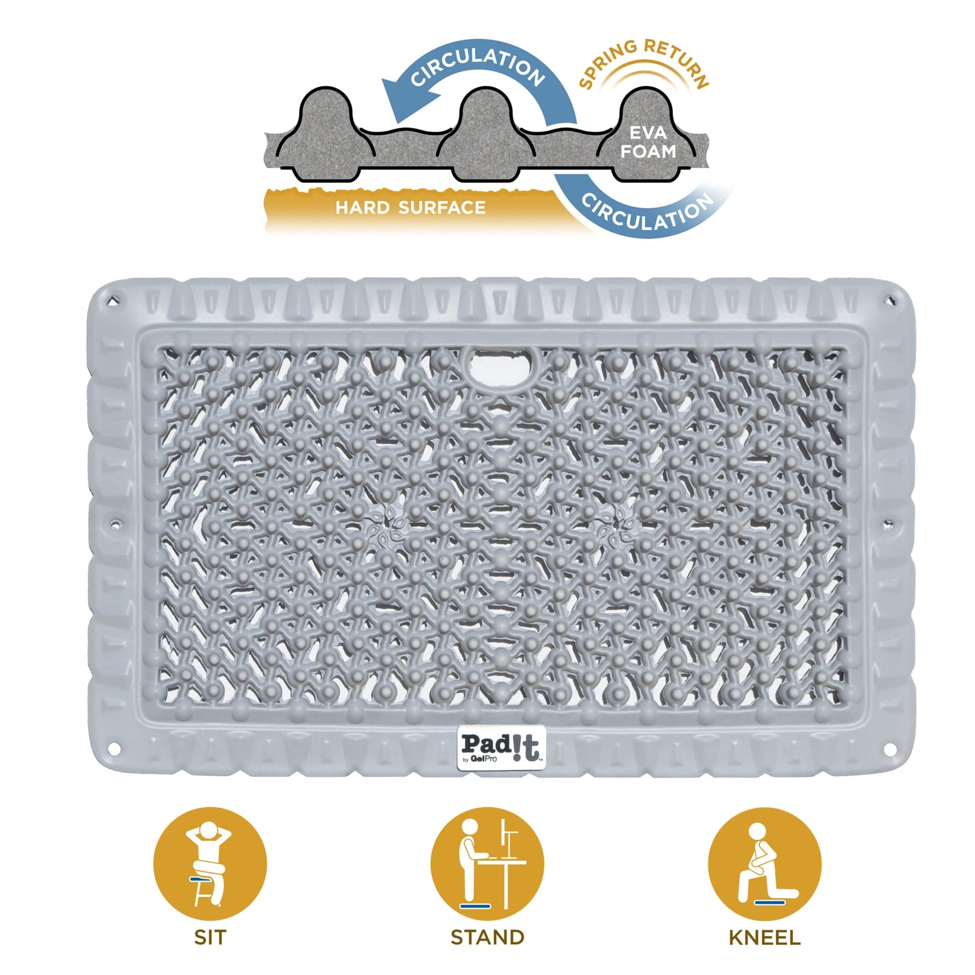 Pad-It Seat/Kneeling Cushion 11" x 18" Gray alt 0