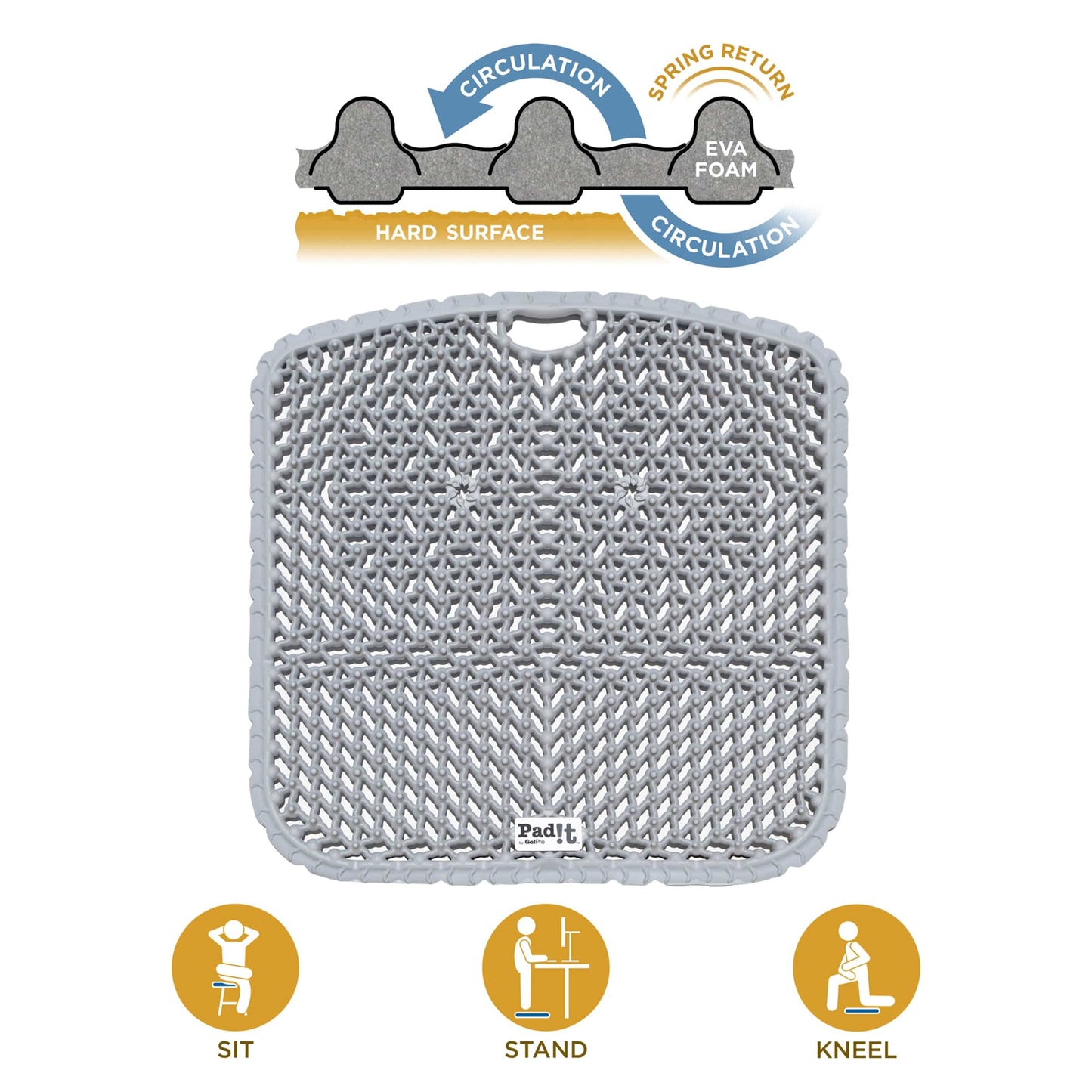 Pad-It Seat Cushion 17-1/2" x 17-1/2" Gray alt 0