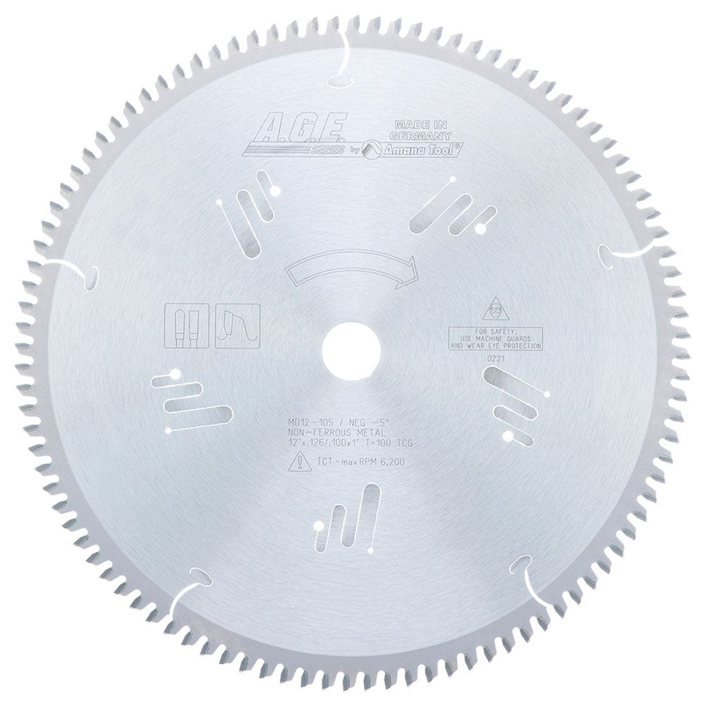 12"X100T Non-Ferrous Blade, -5 Degree 1" Bore TCG alt 0