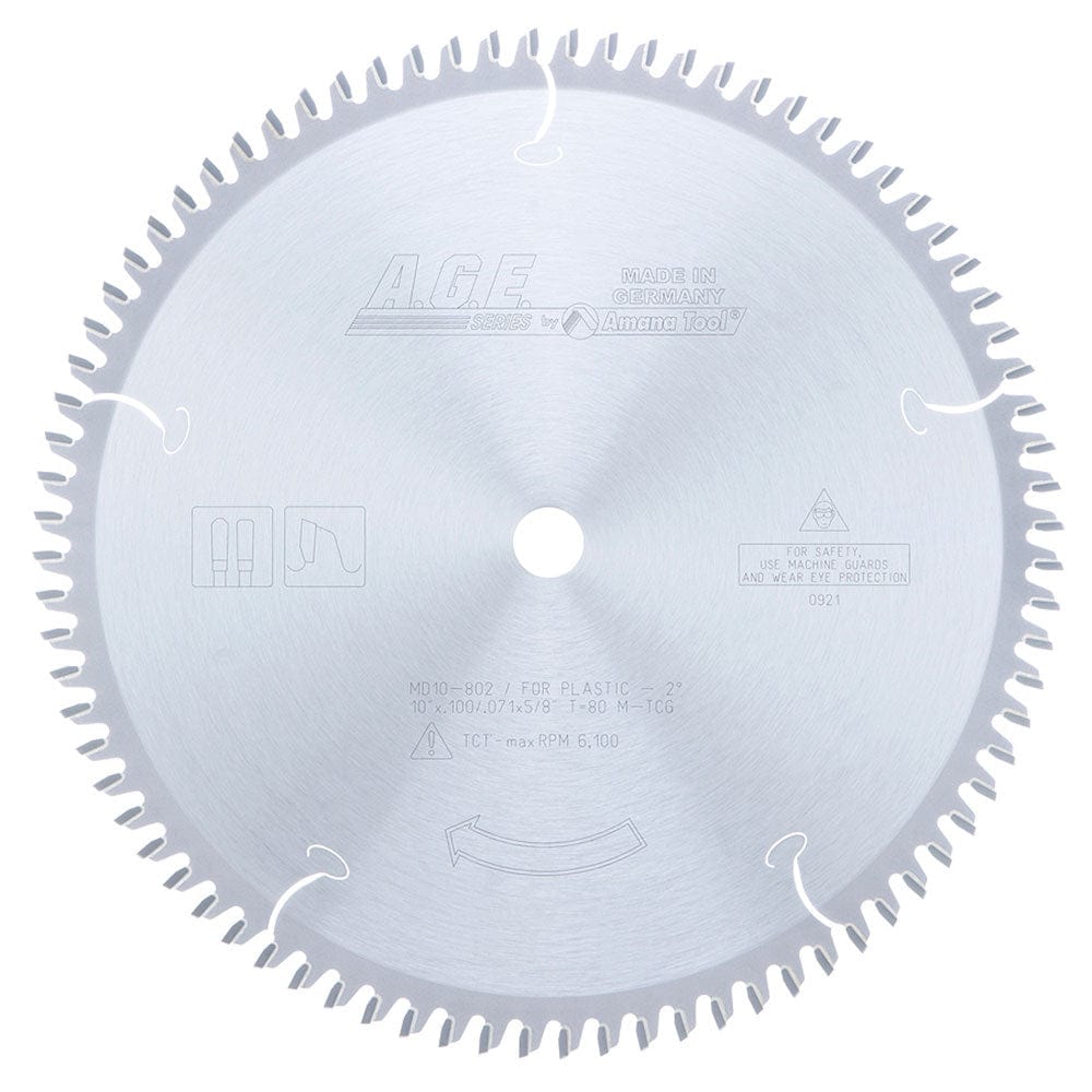 10"X80T Plastic Blade, 2 Degree 5/8" Bore, M-TCG alt 0