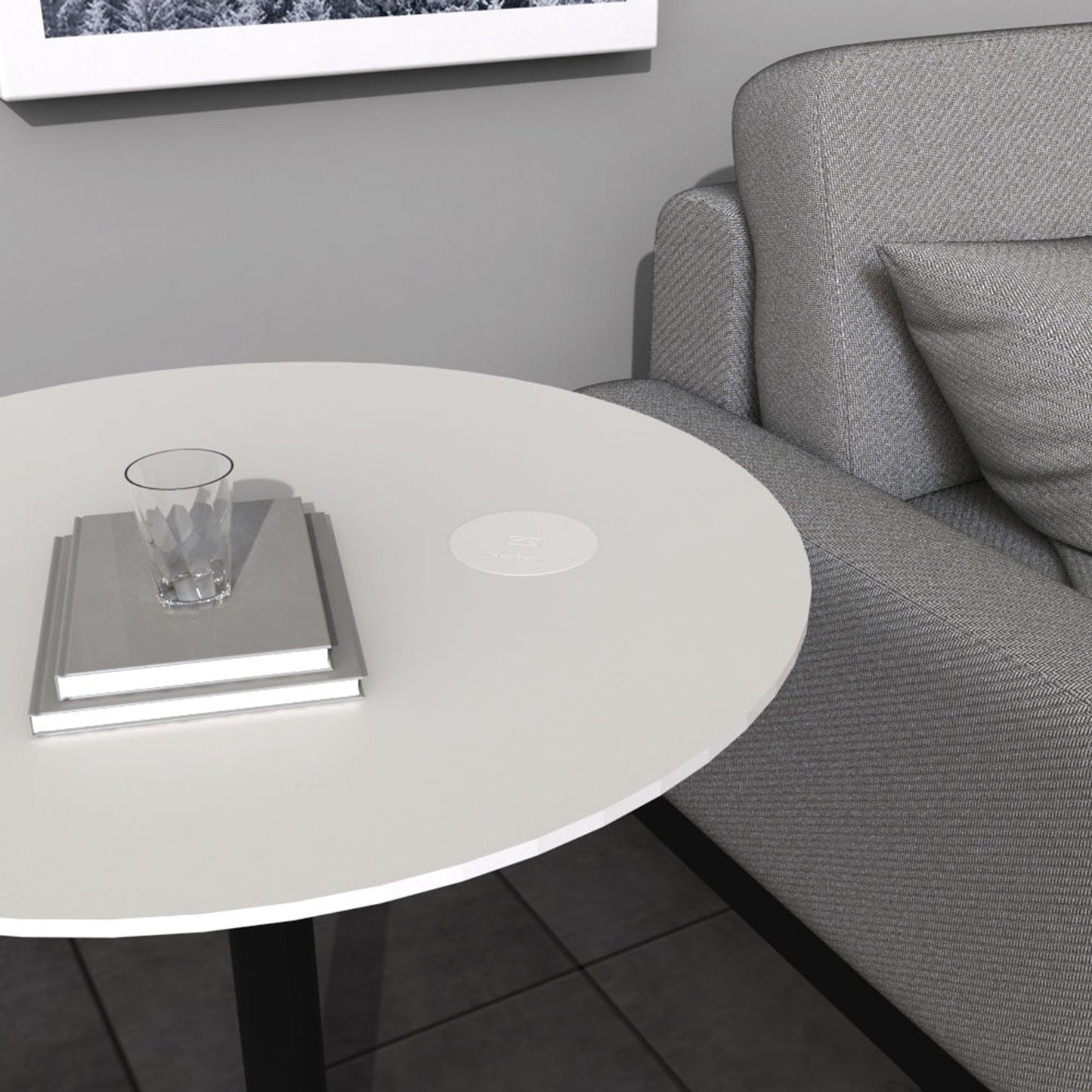 Recessed Top Mount Wireless QI Charging Station White alt 0