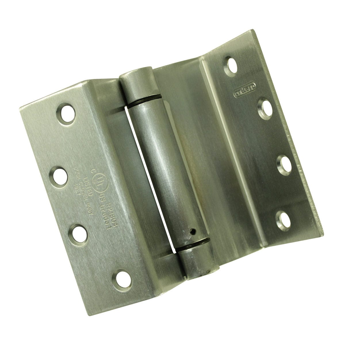 4-1/2" Wrap-Around Swing Clear Spring Hinge Brushed Chrome alt 0