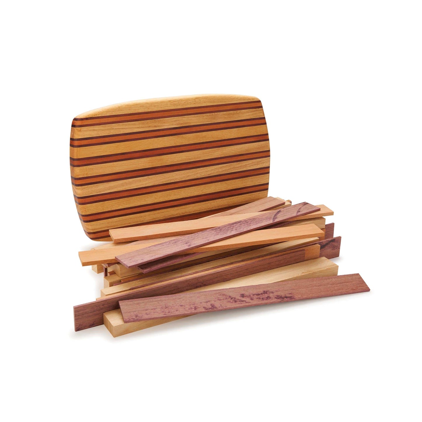 Exotic Cutting Board Kit - 1-1/2" x 10" x 16" - Angelim, Araracanga & Purpleheart alt 0