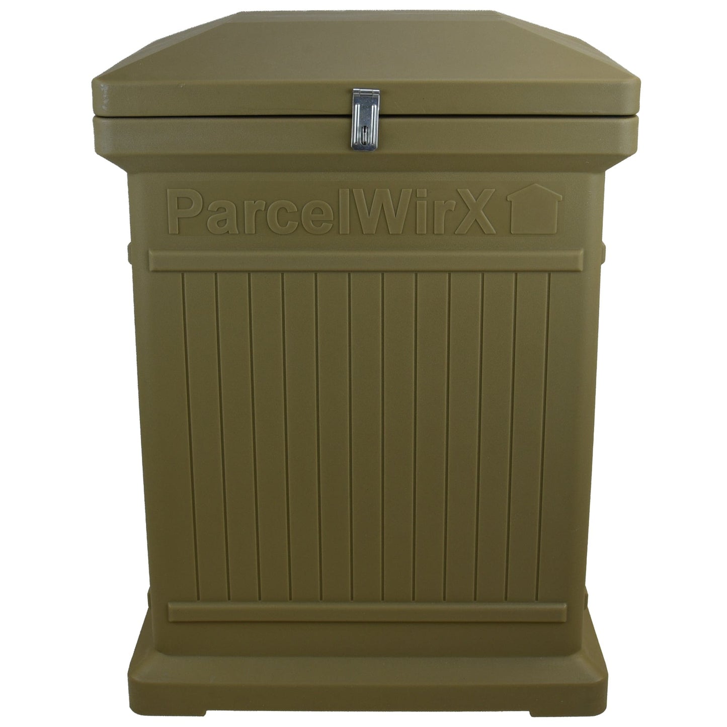 ParcelWirx Premium Vertical Lockable Package Delivery Box with Hinged Lid Oak alt 0