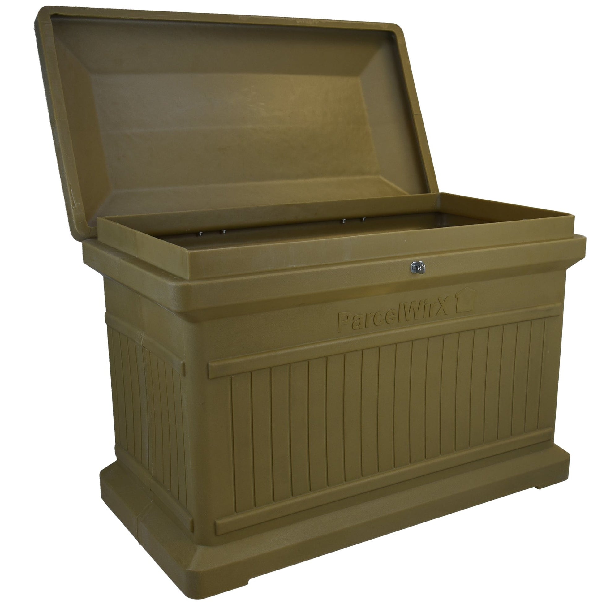 ParcelWirx Premium Horizontal Lockable Package Delivery Box with Hinged Lid Oak alt 0