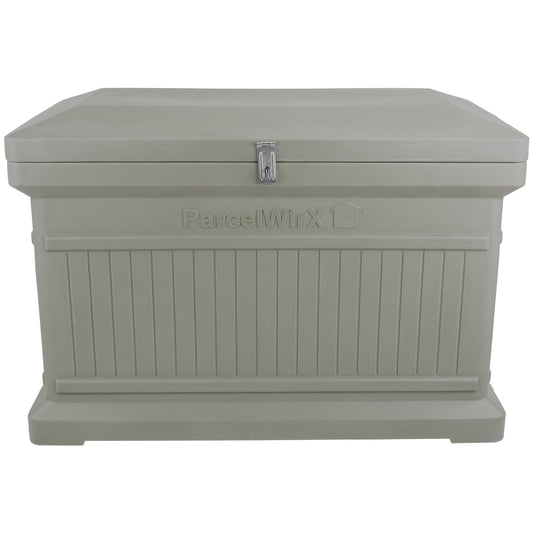ParcelWirx Premium Horizontal Lockable Package Delivery Box with Hinged Lid Prestige Pewter alt 0