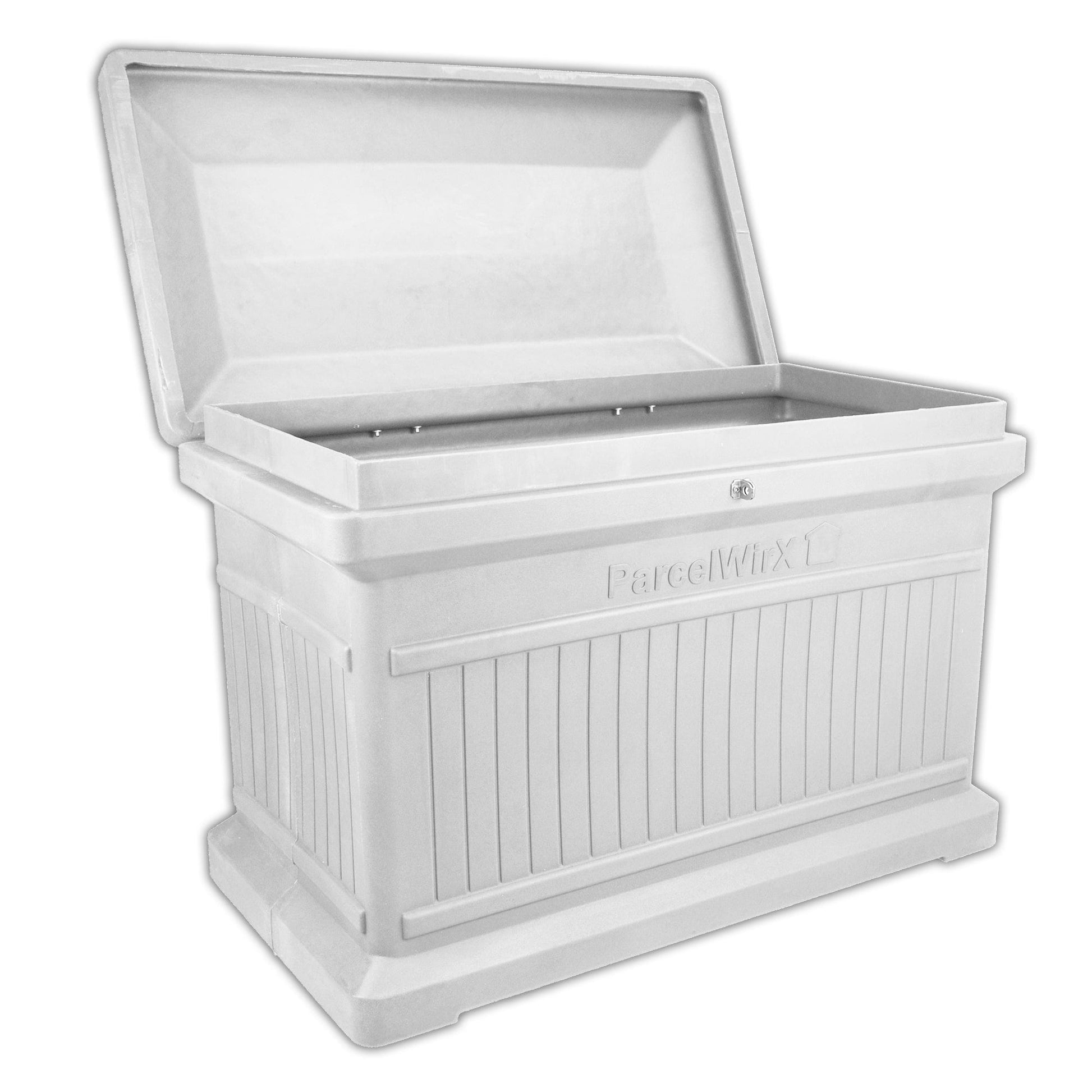 ParcelWirx Premium Horizontal Lockable Package Delivery Box with Hinged Lid Slate Gray alt 0