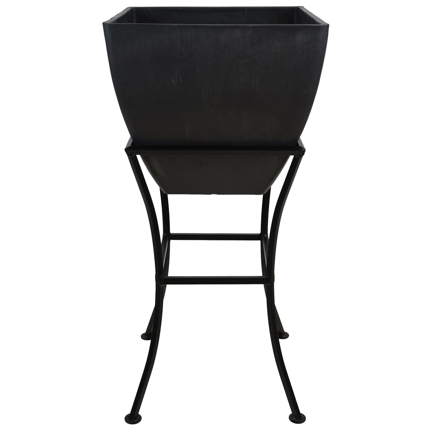 12" Square Garden Planter with Wrought Iron Stand Graphite alt 0