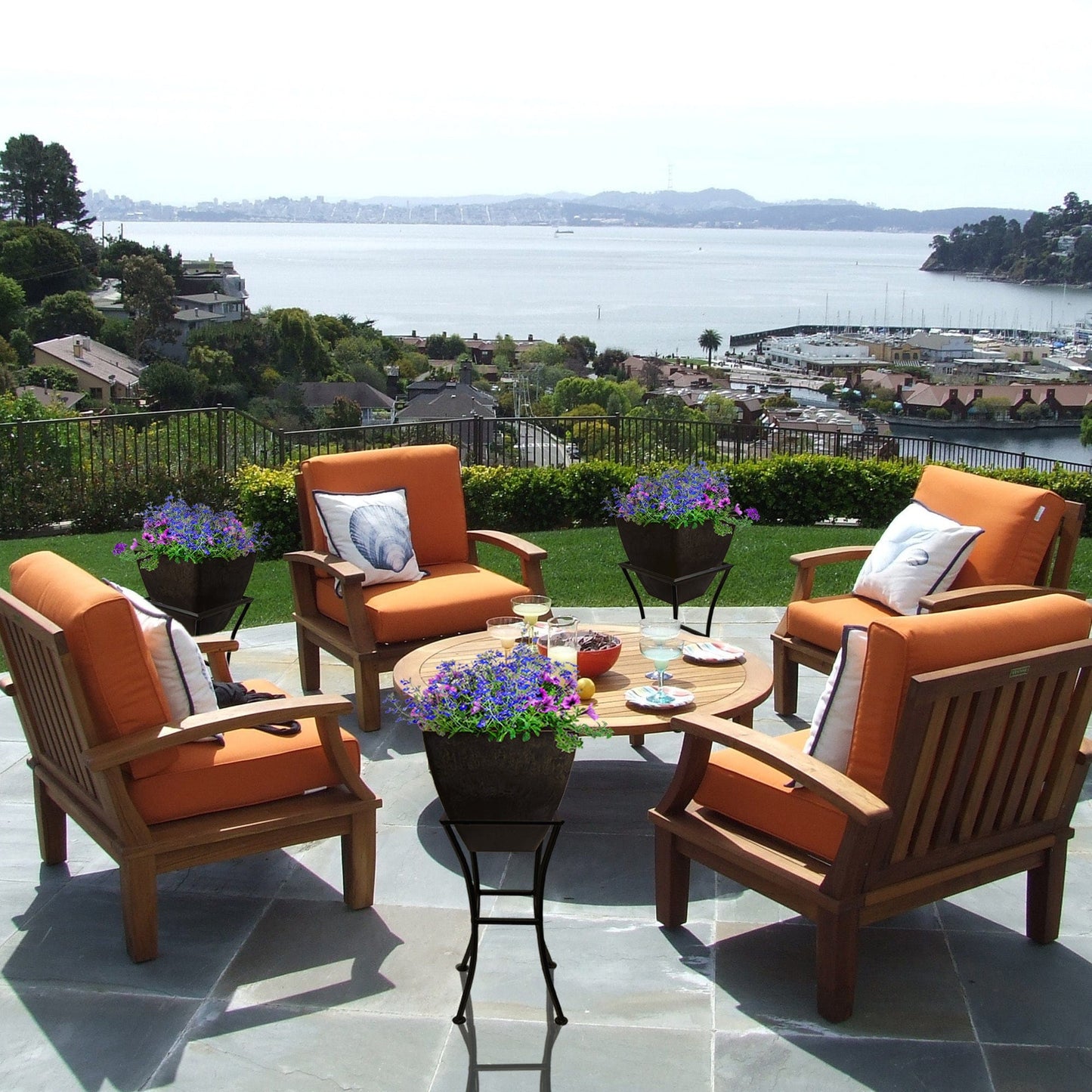 12" Square Garden Planter with Wrought Iron Stand Graphite alt 0