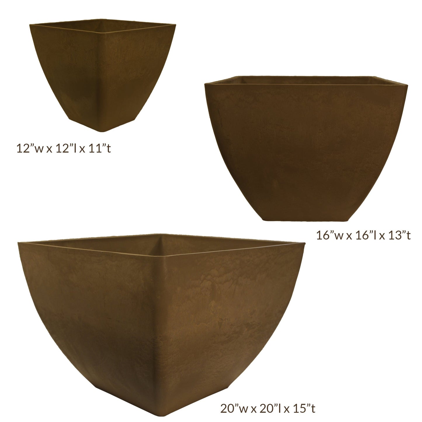 12" Square Garden Planter Oak alt 0