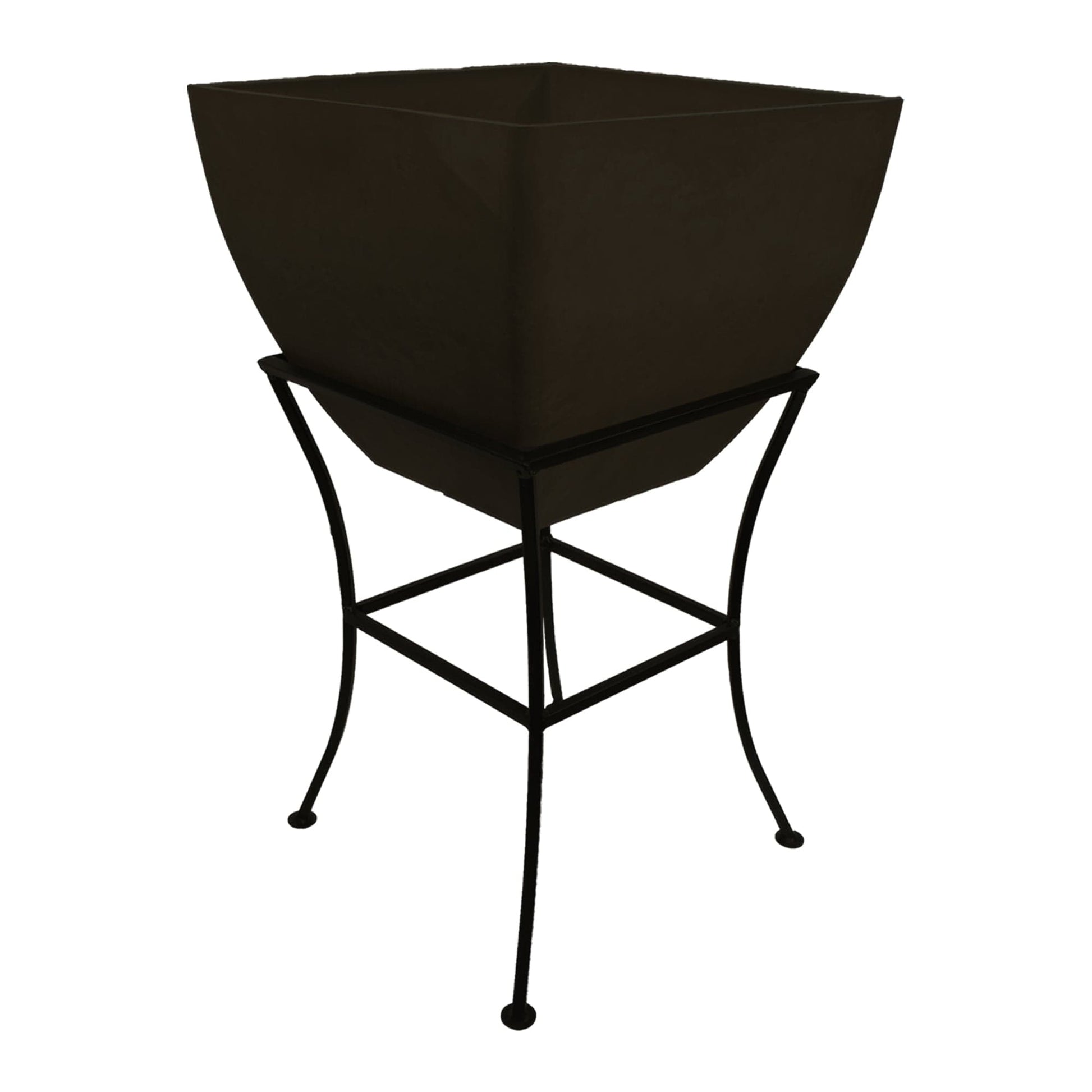 20" Square Garden Planter with Wrought Iron Stand Graphite alt 0