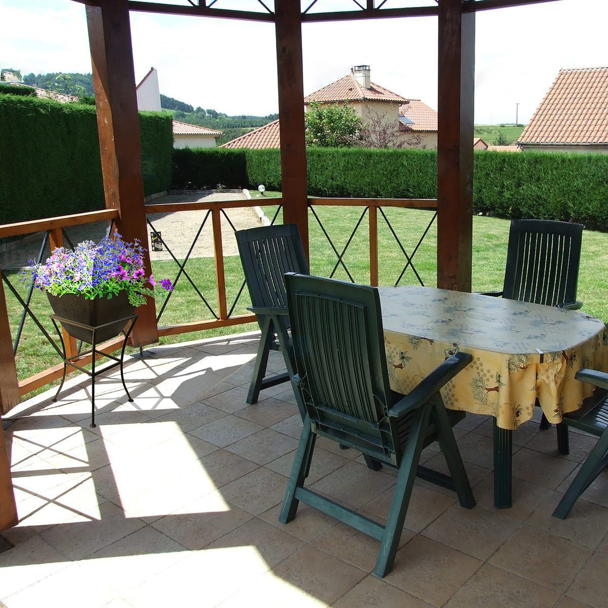 20" Square Garden Planter with Wrought Iron Stand Graphite alt 0