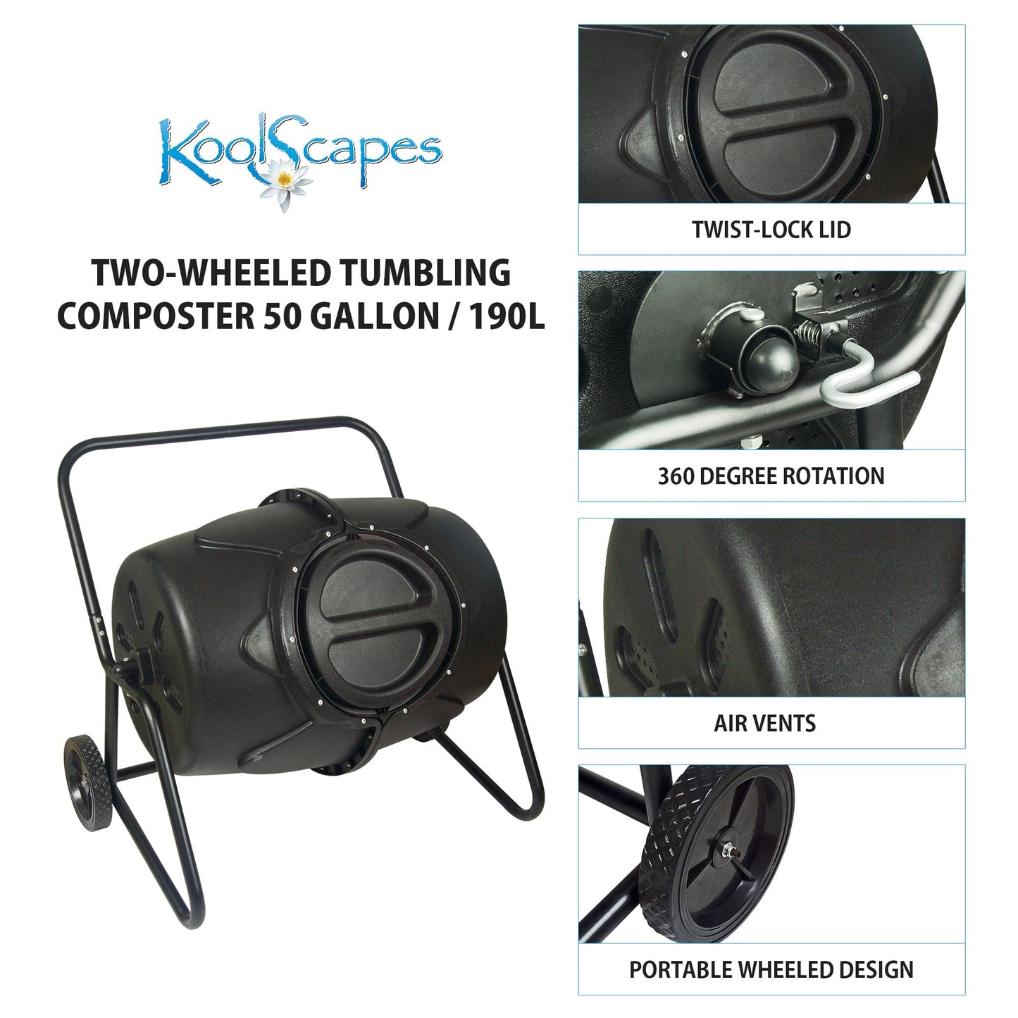 Koolscapes HD Wheeled Tumbling Composter 50 Gal. alt 0