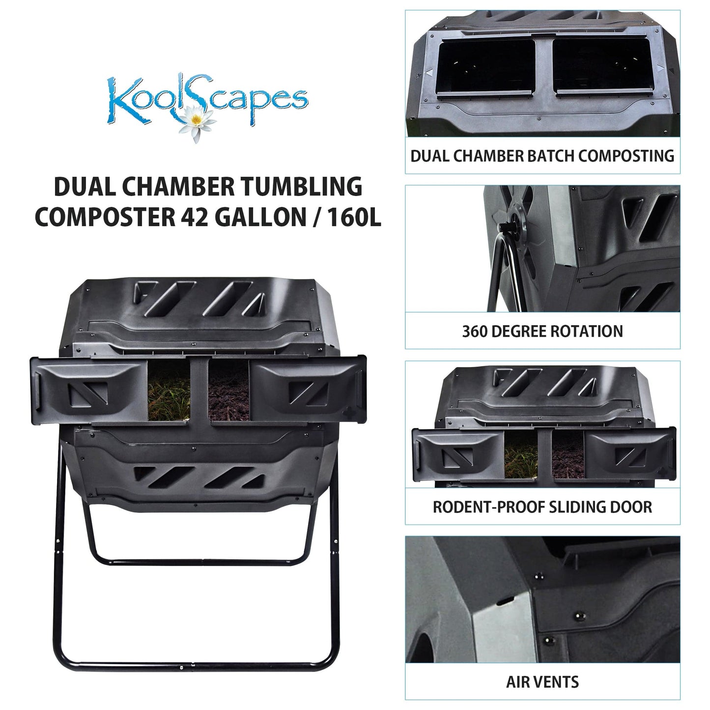 Koolscapes Dual Chamber Rotary Composter 42 Gal alt 0