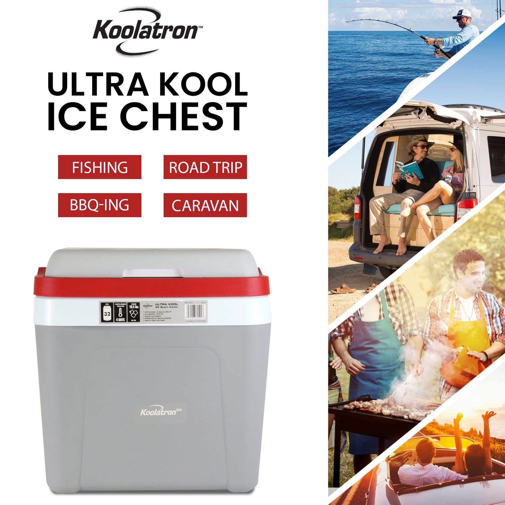 Koolatron Ultra Kool Ice Chest Cooler with Carry Handle 25L alt 0
