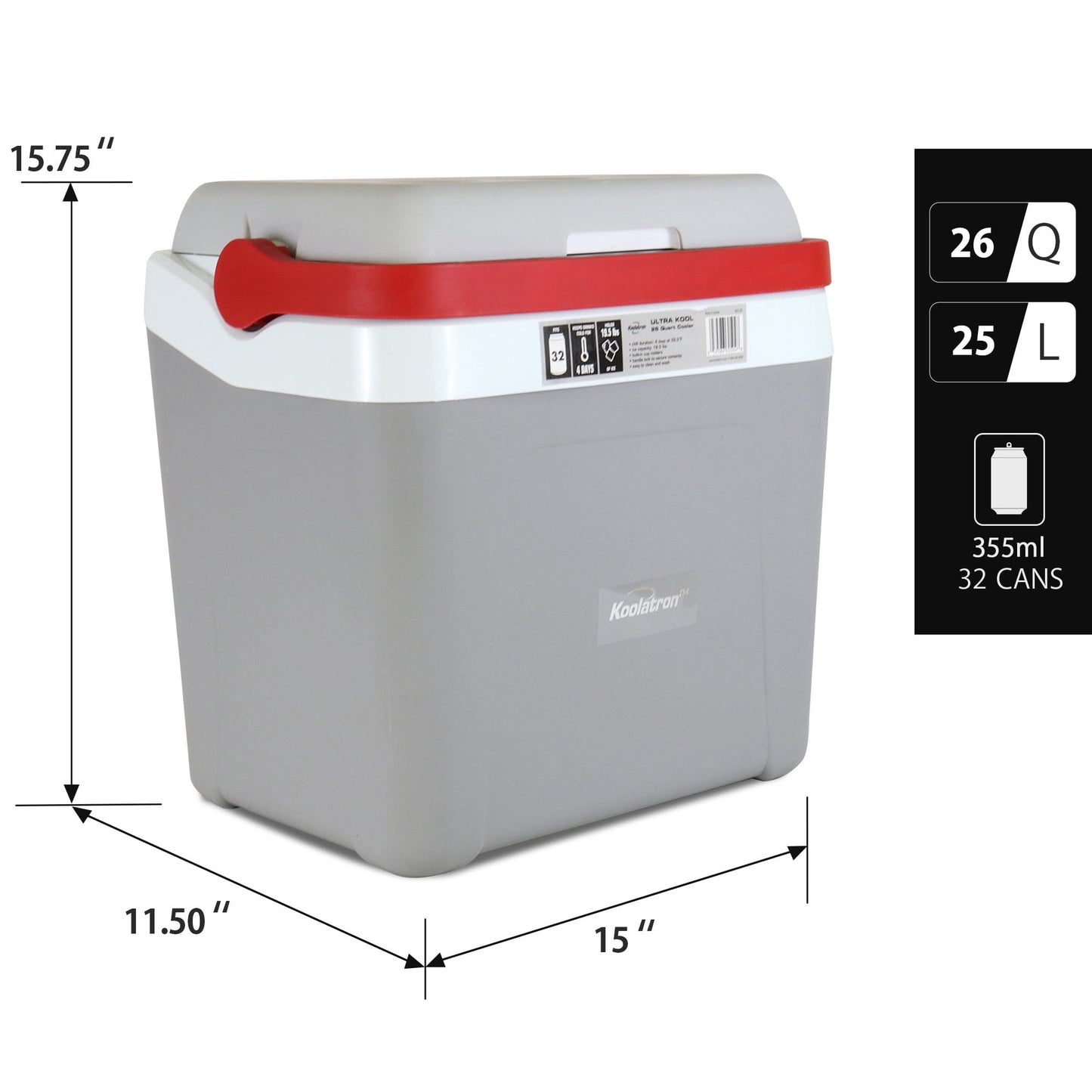 Koolatron Ultra Kool Ice Chest Cooler with Carry Handle 25L alt 0