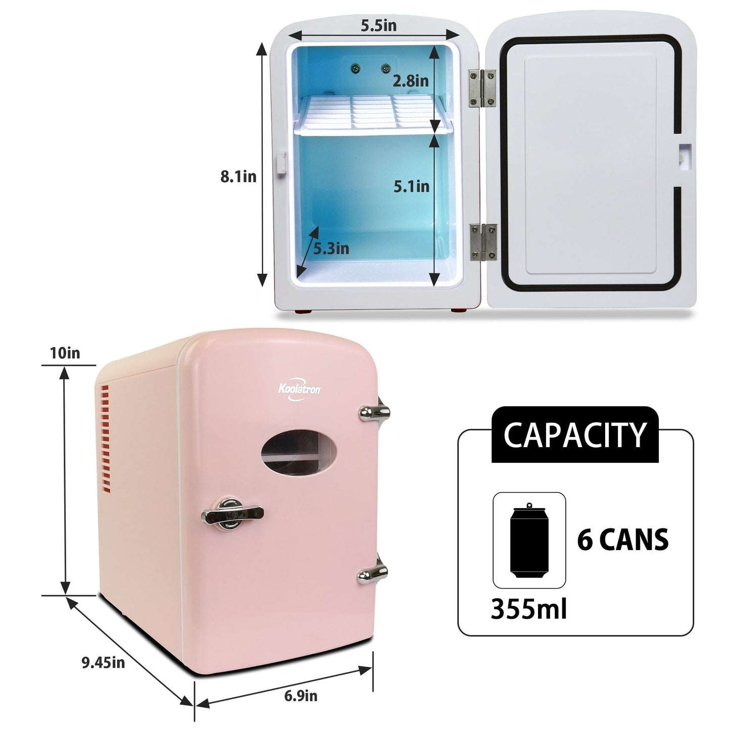 Retro Portable Mini Fridge 4L Pink 110V AC / 12V DC alt 0