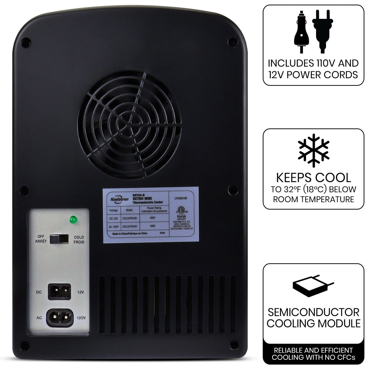 Retro Portable Mini Fridge 4L Black 110V AC/ 12V DC alt 0