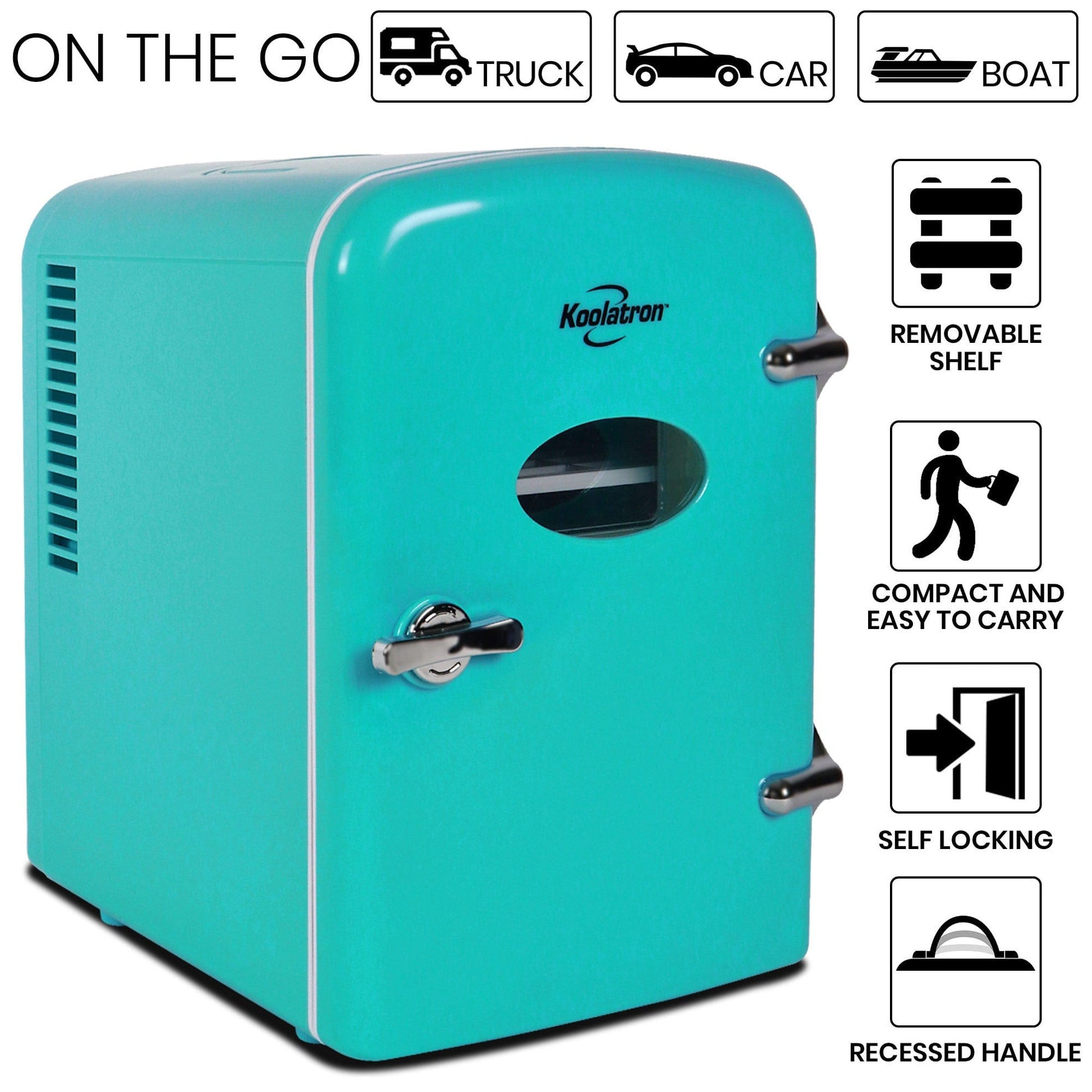 Retro Portable Mini Fridge 4L Green 110V AC / 12V DC alt 0