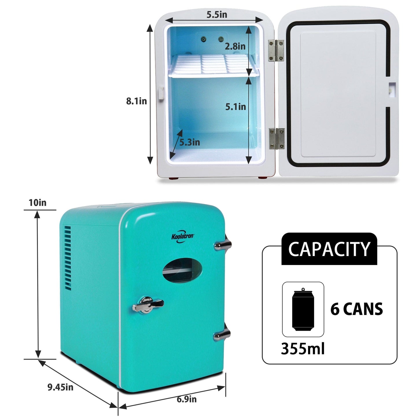 Retro Portable Mini Fridge 4L Green 110V AC / 12V DC alt 0