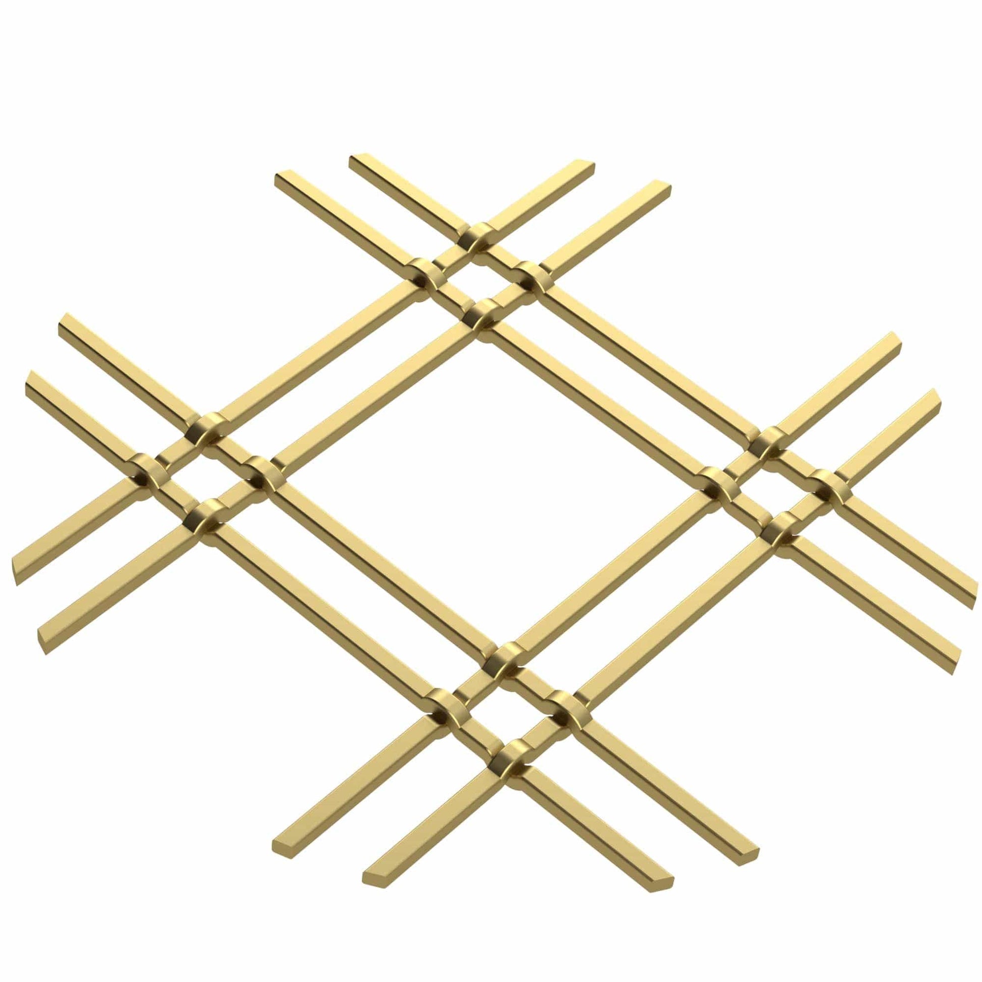 1" Flat Double Diamond Decorative Grille - Satin Brass, 18" W x 48" L Sheet alt 0