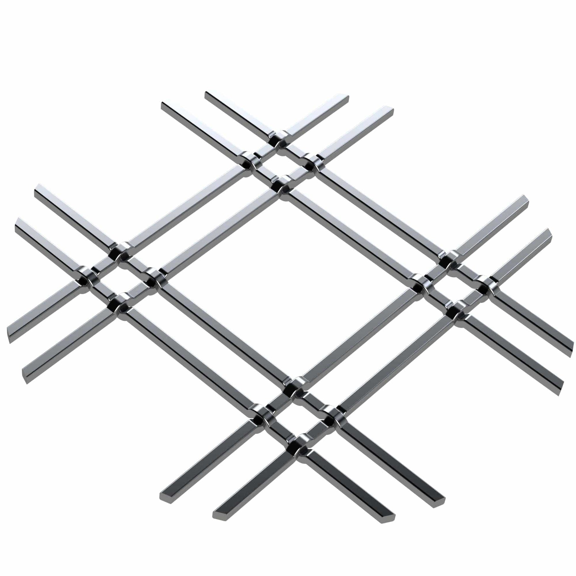 1" Flat Double Diamond Decorative Grille - Satin Nickel, 18" W x 48" L Sheet alt 0