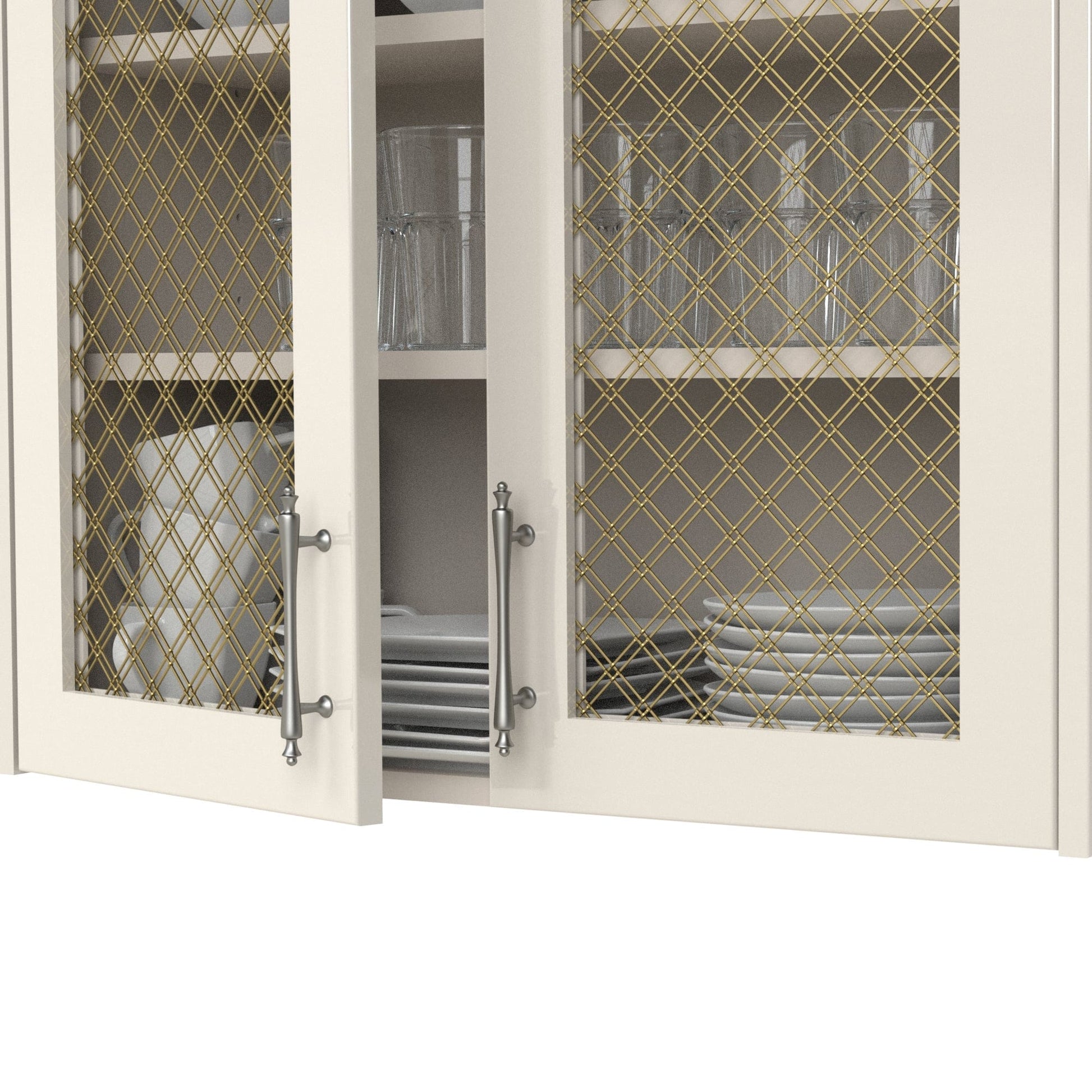 1" Flat Double Diamond Decorative Grille - Satin Brass, 36" W x 24" L Sheet alt 0