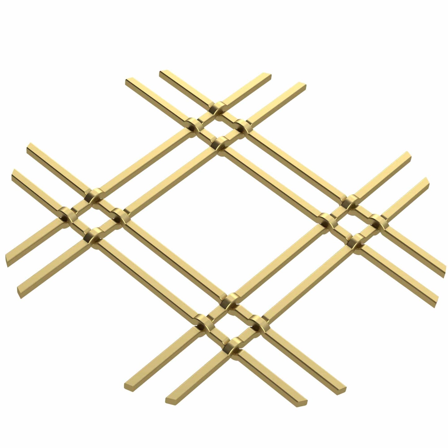 1" Flat Double Diamond Decorative Grille - Satin Brass, 36" W x 48" L Sheet alt 0