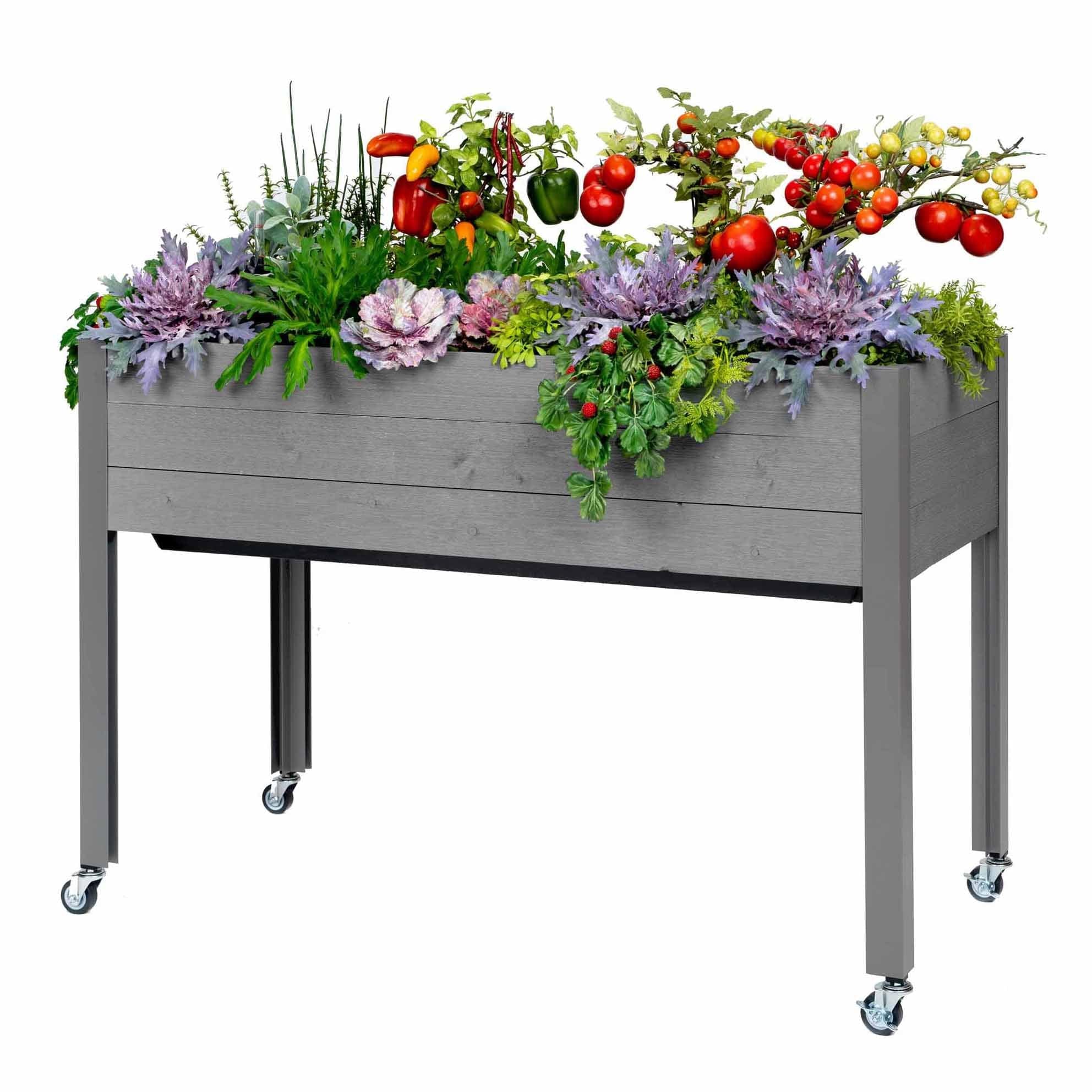 Self-Watering Elevated Planter 21" x 47" x 32"H Gray alt 0