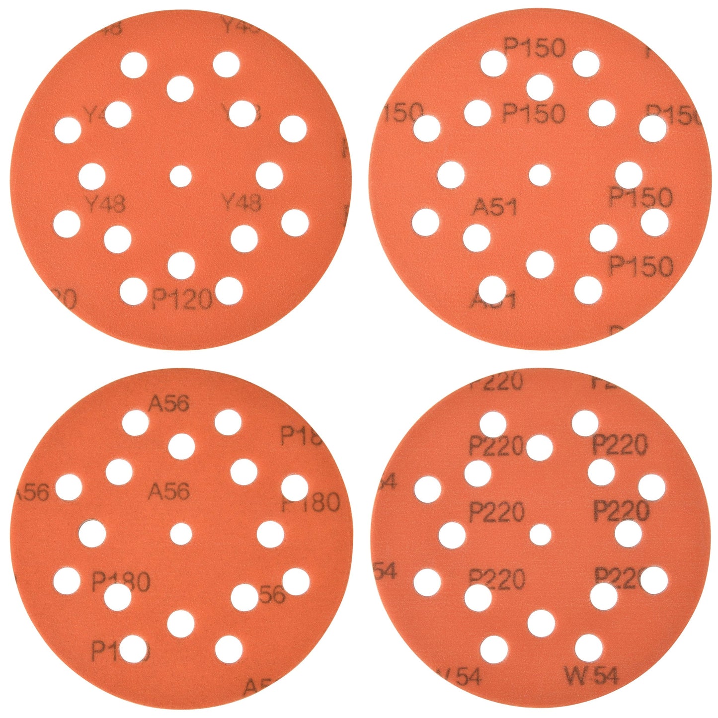 Ext. Orange 5" Sanding Disc Genrl Asst (120,150,180,220)-12 alt 0