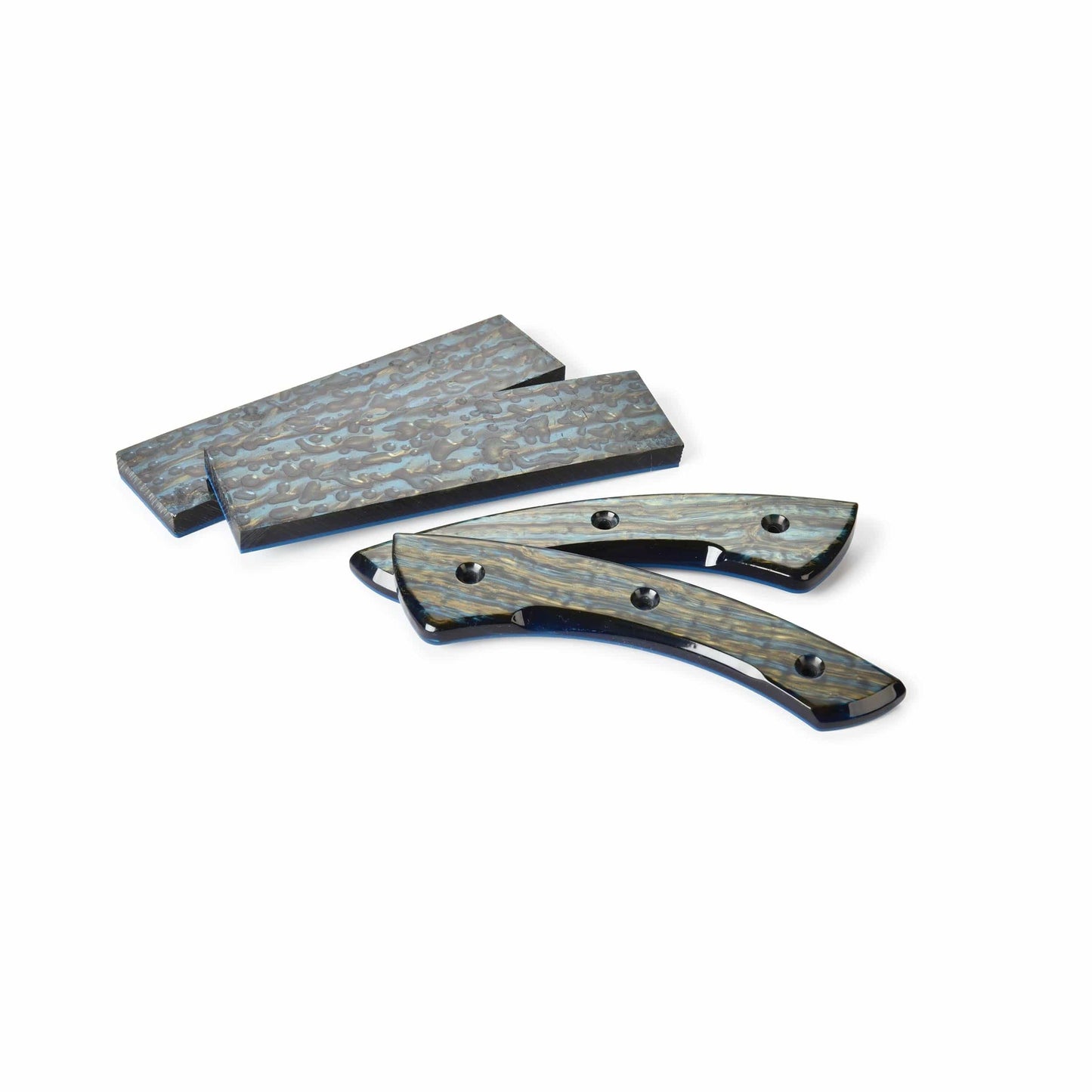 Poly Resin Knife Scales - 15/64" x 2" x 7" - Peacock - Pair alt 0
