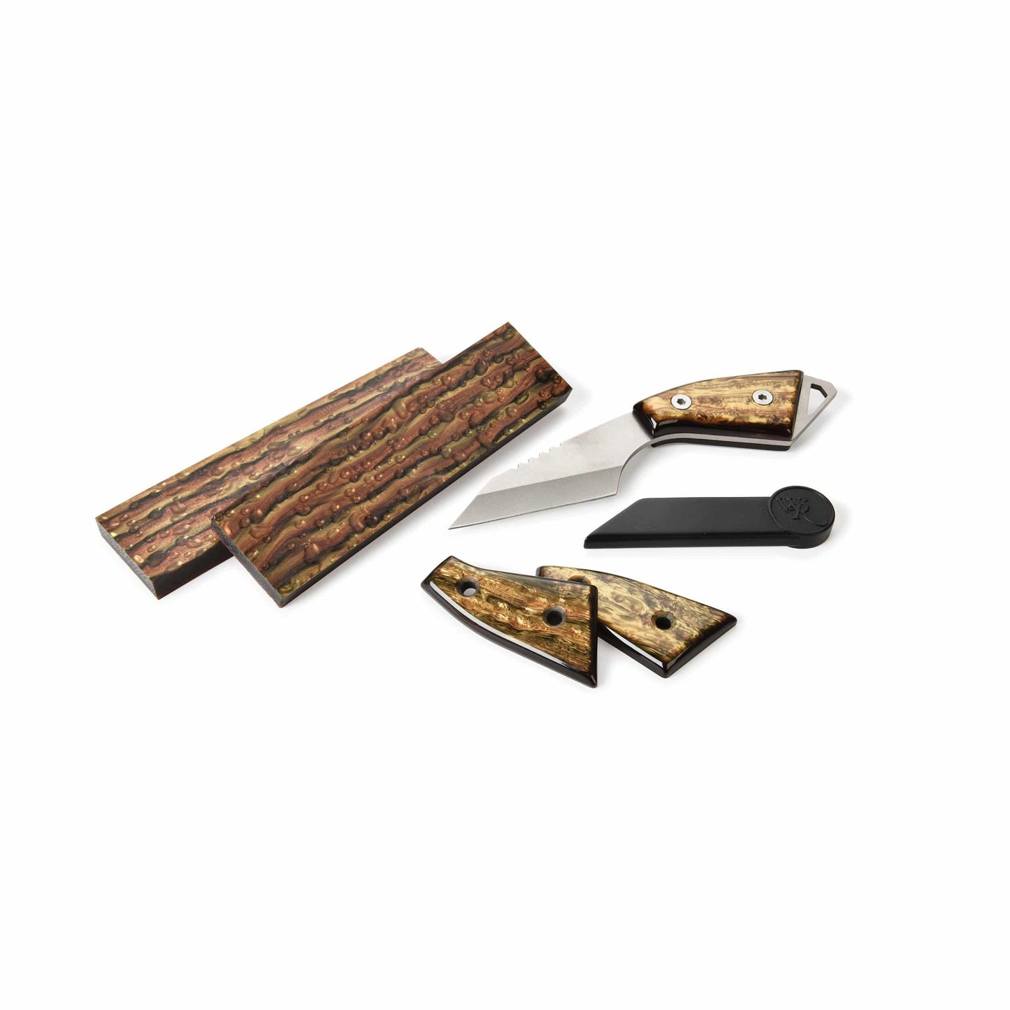 Poly Resin Knife Scales - 3/8" x 2" x 7" - Tigers Eye - Pair alt 0