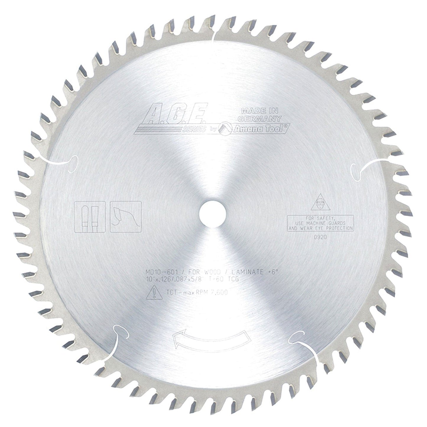 10" x 60T Carbide Tipped Plywood and Laminate Blade, 12 Deg., 5/8" Bore, TCG alt 0