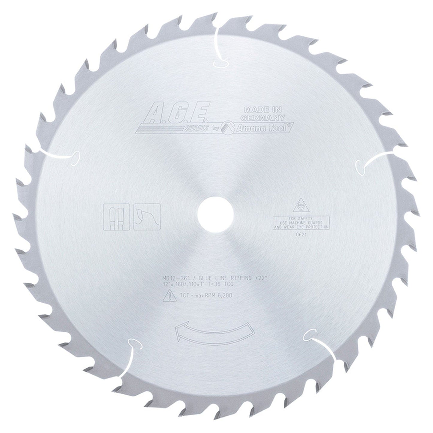 12" x 36T Carbide Tipped, Glue Line Ripping Blade, 22 1" Bore, TCG alt 0
