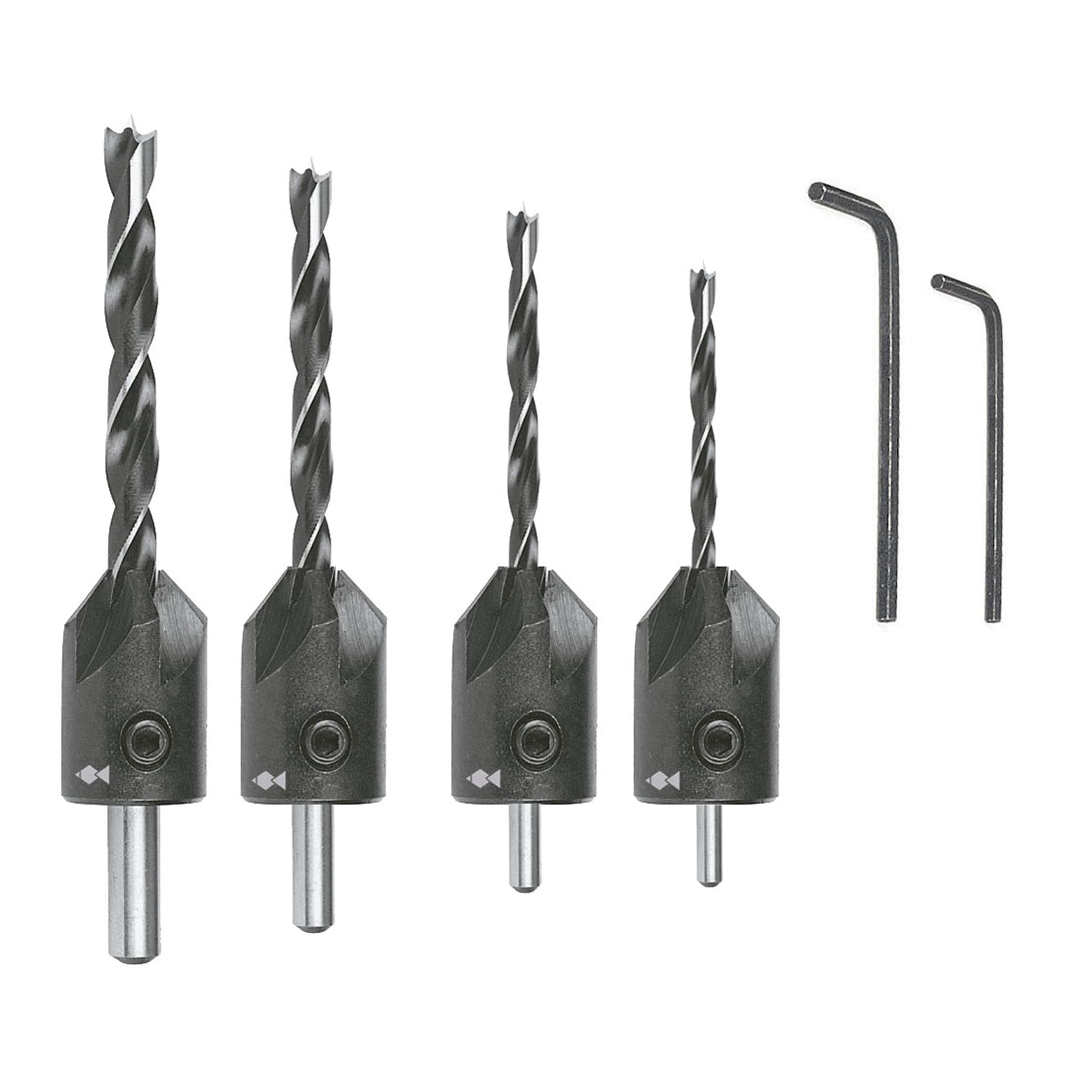 Fisch 4 Piece Drill Bit and Countersink Set 3mm 4mm 5mm and