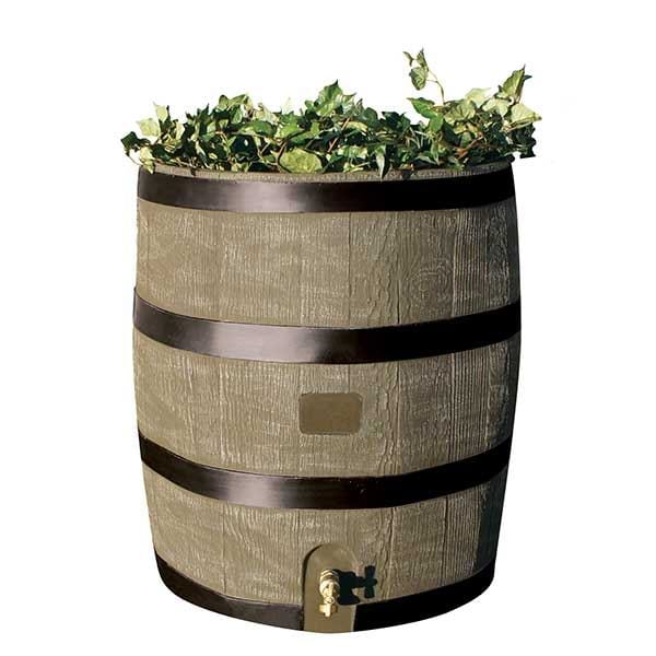 Round Rain Barrel with Planter, 35 gallon, Deco alt 0