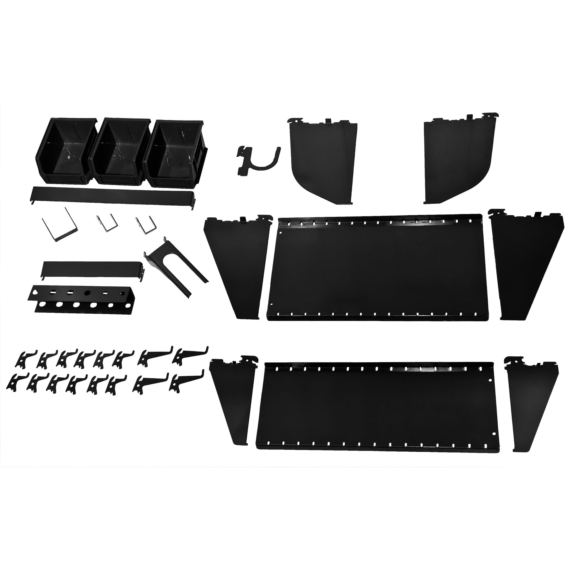 Slotted Tool Board Workstation Accessory Kit for Wall Control Pegboard, Black alt 0