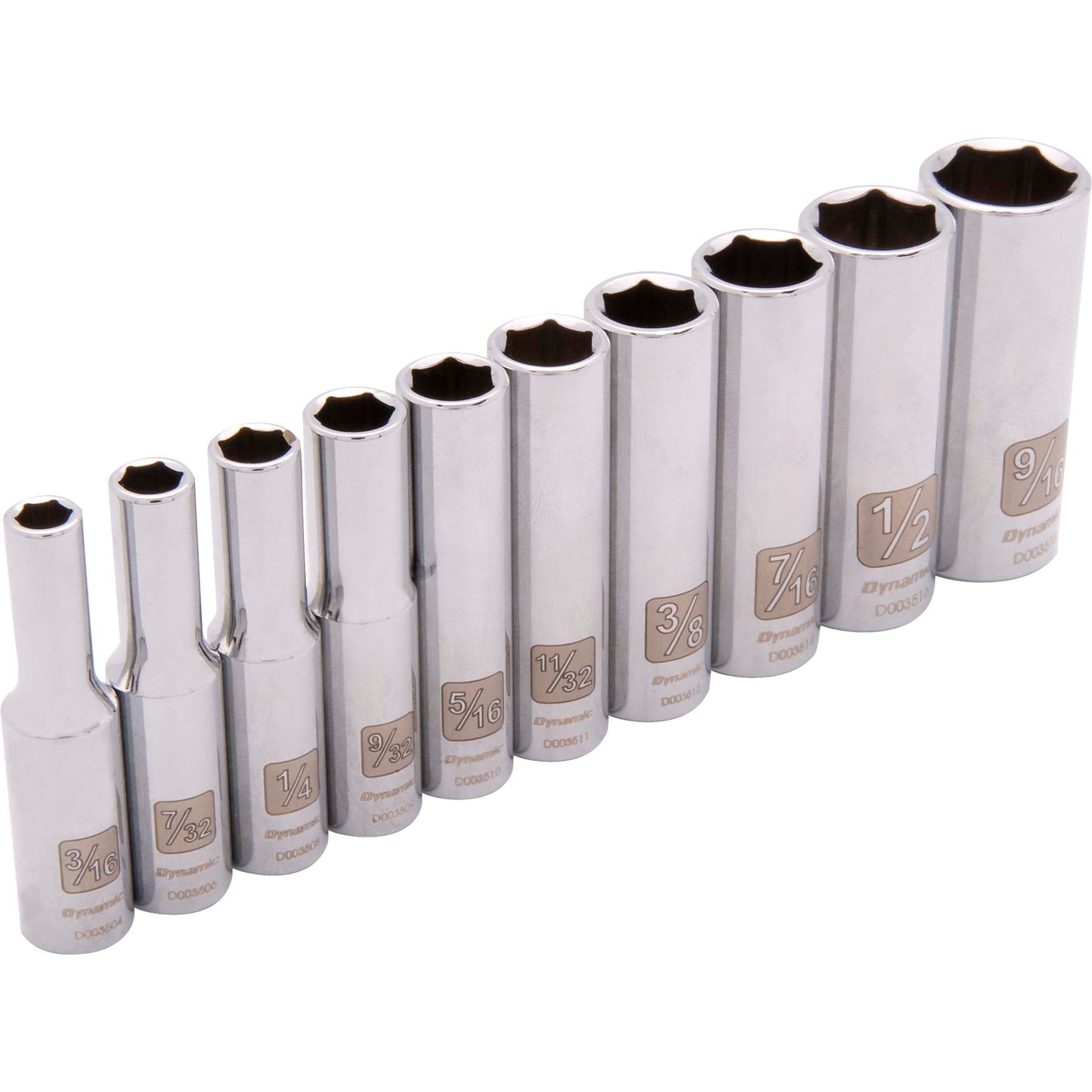 1/4" Drive 10pc 6-Point Deep SAE Socket Set, 3/16" - 9/16" alt 0