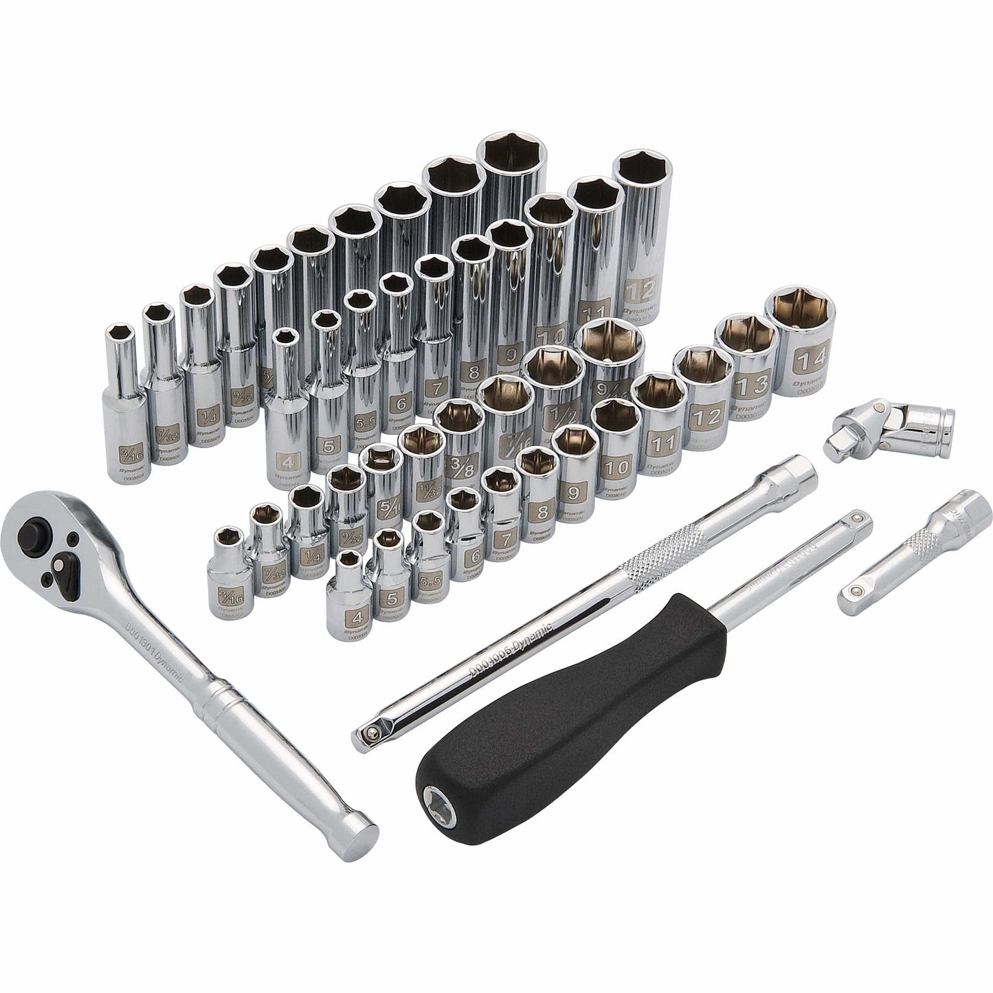 1/4" Drive, 47pc 6-Point SAE/Metric Standard/Deep Socket Set - 3/16" -  9/16", 4mm - 14mm alt 0