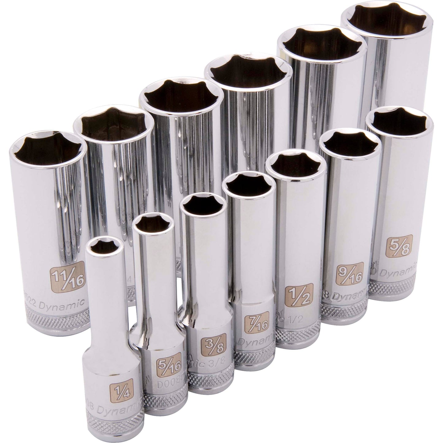 3/8" Drive 13pc 6-Point Deep SAE Socket Set, 1/4" - 1" alt 0