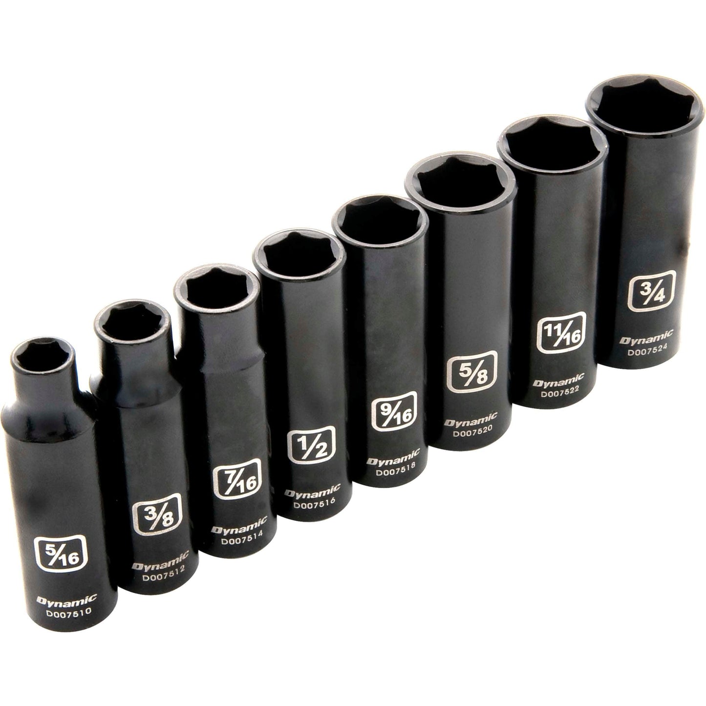 3/8" Drive 8pc 6-Point SAE Deep Impact Socket Set, 5/16" - 3/4" alt 0
